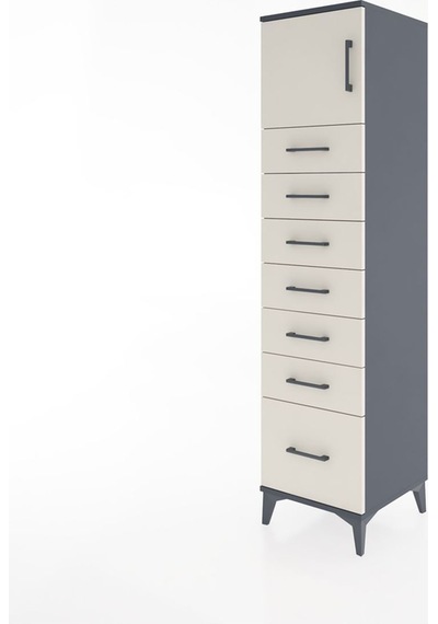 Hyperion Dolap Tek Raflı 7 Çekmeceli Tek Kapaklı 44x44x182 Antrasit-aytaşı Antrasit Hyperion Dolap Tek Raflı 7 Çekmeceli Tek Kapaklı 44x44x182 Antrasit-aytaşı Antrasit
