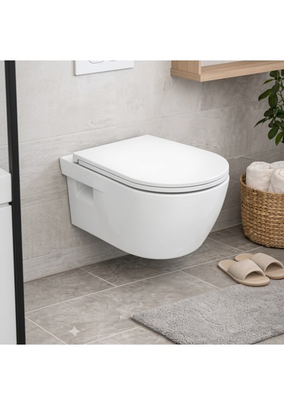 Isvea Soluzione Xx Asma Klozet 52 Cm - Kapak Dahil, Beyaz Soft Close 2 Parça Set Isv.36.01.03.05