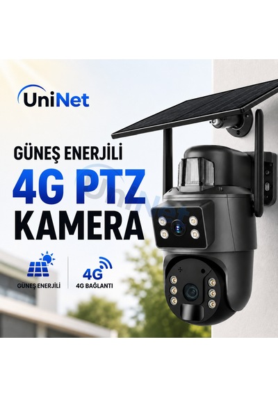 Uninet Solar Kamera 4g Sim Kartlı 10x Optik Zoomlu 2 Kameralı Dış Mekan Ip Kamera