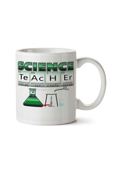 Science Teacher Fen Öğretmeni Periyodik Cetvel İki Tarafı Baskılı Kupa Bardak Çok Renkli