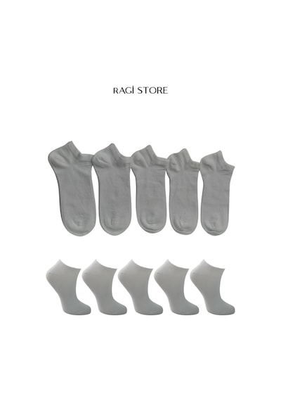 Ragi Store 5'li Dikişsiz Düz Penye Beyaz Kadın Patik Çorap Beyaz