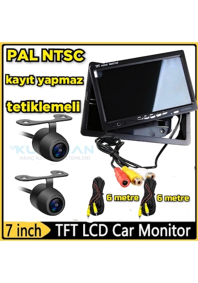 2 Adet Kelebek Kamera 7 İnç Monitör Seti Kayıtsız 12 Volt