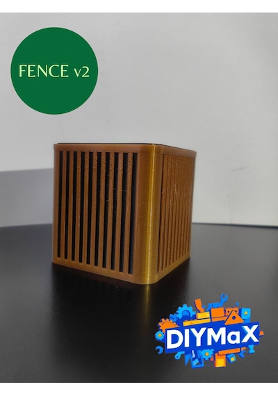 Fence V2 İç İçe Geçmeli 2 Parça Saksı & Organizer 8x8x8 Cm Modern Siyah - Gold