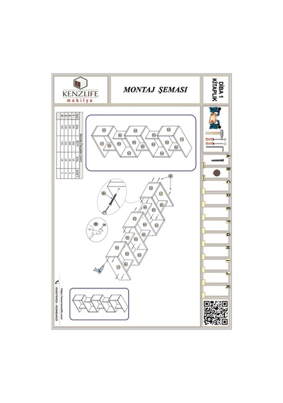 Kenzlife Kitaplık Raf Diba1 Gri 129X040X19 Banyo Kiler Ofis (M) Antrasit