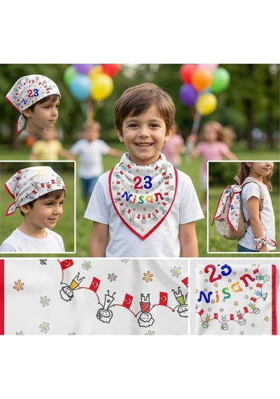 23 Nisan Çocuk Bayramı Temalı Bandana/fular Çok Renkli