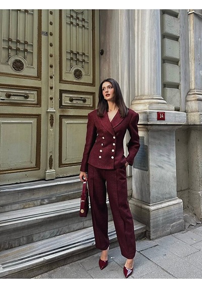 Tüvit Kumaş Takım Bordo