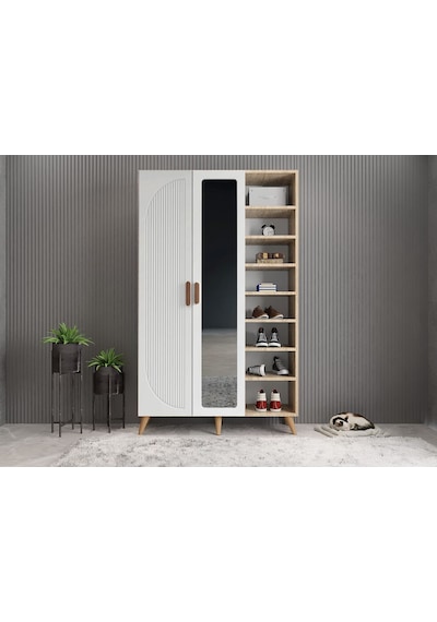 Robe Membran 3 Kapaklı Portmanto Montaj Dahil Meşe Beyaz 120 Cm