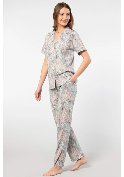 Türen 3395 Kadın Kısa Kollu Gömlek Pijama Takım-gri Gri