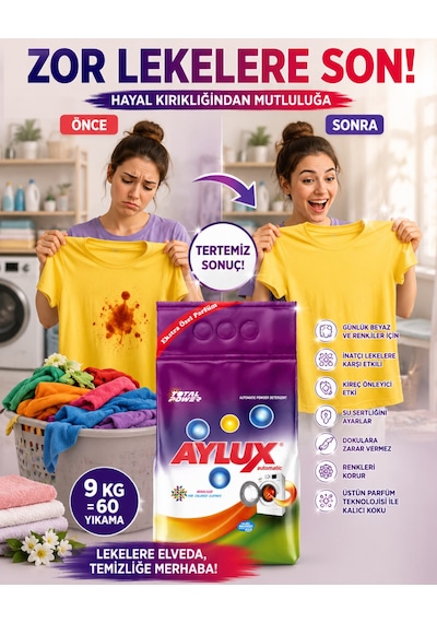 Toz Deterjanı Beyazlar & Renkliler 9 Kg Sık Yıkananlar