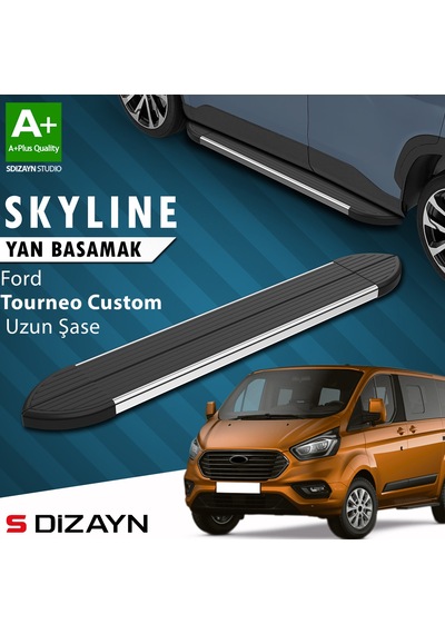 S-dizayn Ford Tourneo Custom Uzun Şase Skyline Krom Yan Basamak 243 Cm 2012-2023 A+ Kalite
