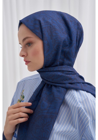 Carell Nilla Pamuklu Şal Elegance Lacivert Çok Renkli