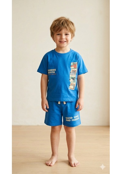 Name Baby & Kids Erkek Çocuk Tilki Baskılı Takım Luc-5436 Mavi