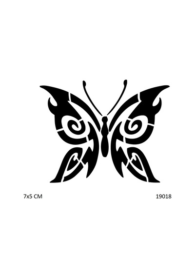 Airbrush Tattoo Tribal Kelebek Yapışkanlı Stencil Süsleme Ve Boyama Kalıbı