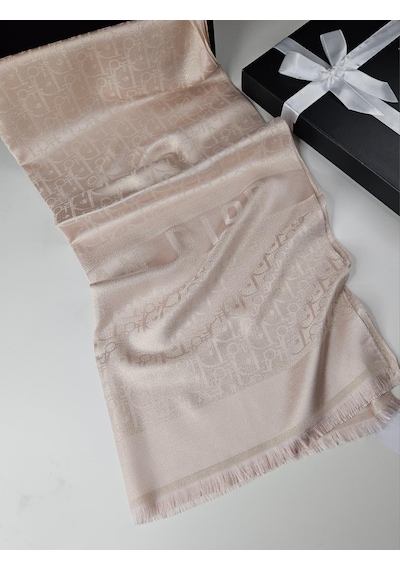 Miorel Scarfs Cd Desen Kaşmir İpek Şal Scarfs Cashmere Shawl Hijab Yeni Sezon Pudra Pembe