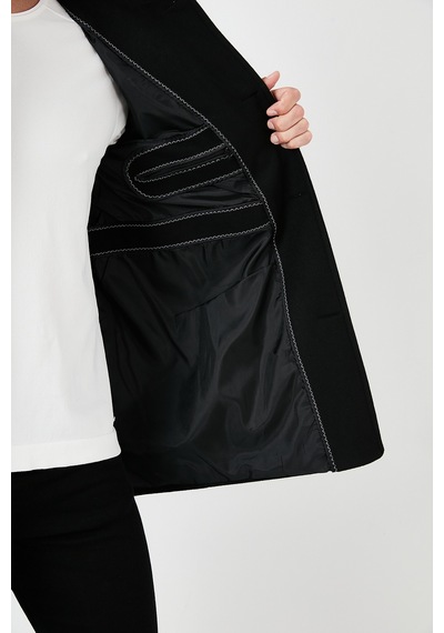 Buratti Slim Fit Düğmeli Dik Yaka Kaşe Erkek Kaban 5840099 Siyah