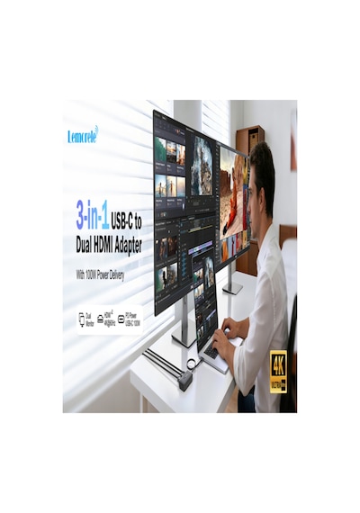 Lemorele Hd42 3'ü 1 Arada Type-c To Çift Hdmı 4k 60hz Görüntü Aktarıcı Ve 100w Pd Hızlı Şarj Hub - Dual Monitör Çoklayıcı Dönüştürücü Adaptör Windows Ve Mac Lemorele Hd42 3'ü 1 Arada Type-c To Çift Hdmı 4k 60hz Görüntü Aktarıcı Ve 100w Pd Hızlı Şarj Hub - Dual Monitör Çoklayıcı Dönüştürücü Adaptör Windows Ve Mac