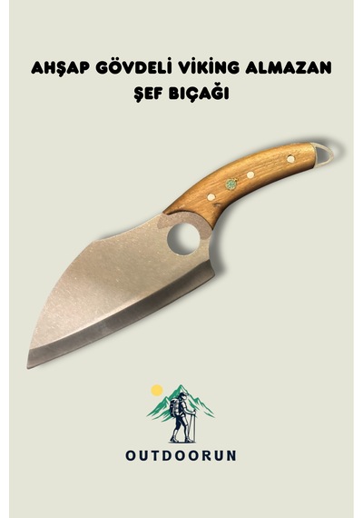 Ahşap Gövdeli Viking Almazan Şef Kamp Bıçağı 28 Cm Kahverengi