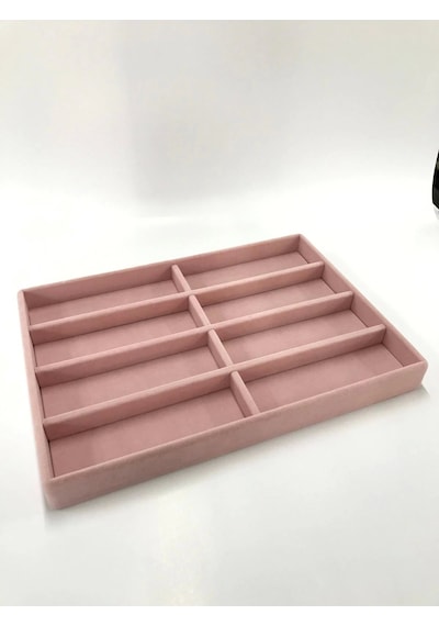 Yerli Üretim New York Model Süet Kumaş Pembe Renk Bölmeli Çekmece Içi Gözlük Standı Çok Renkli