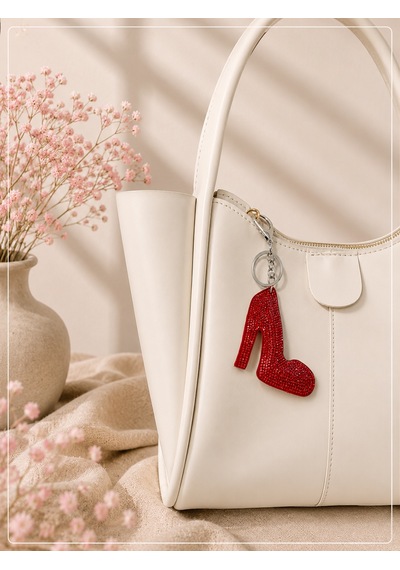 Kırmızı Taşlı Topuklu Ayakkabı Charm