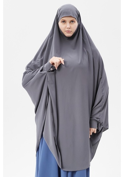 Altobeh Kadın Tesettür Medine İpeği Çarşaf Üstü Peçeli Sufle Hijab Füme