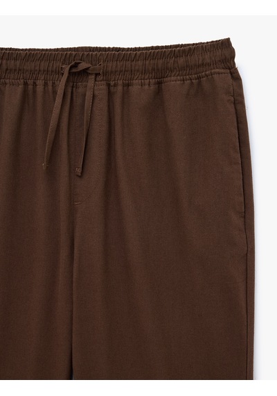 Koton Slim Fit Keten Karışımlı Cepli Beli Lastikli Bağcıklı Pantolon Kahverengi 6sam40169hw Çikolata Kahve Koton Slim Fit Keten Karışımlı Cepli Beli Lastikli Bağcıklı Pantolon Kahverengi 6sam40169hw Çikolata Kahve