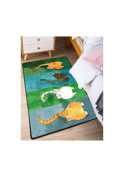 Gatto Carino Makinede Yıkanabilir Kaymaz Taban Leke Tutmaz Dijital Salon Halısı Mutfak Halısı Ve Yolluk Renkli