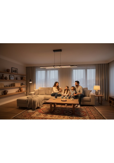 Cosmo Gold Lineer Led Sarkıt Avize Kumandalı Dim Edilebilir Yukarı & Aşağı Işık Sarı Işık