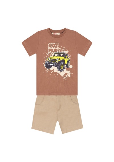Araba Erkek Çocuk T-shirt Gabardin Şort Takım