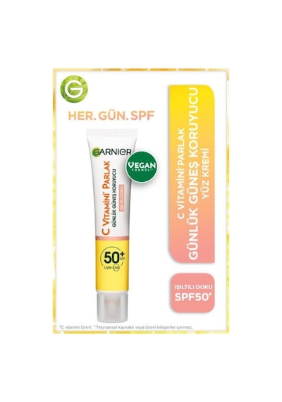 Garnier Günlük Koruyucu Yüz Güneş Kremi SPF50+ 40 ML + C Vitamini Parlak Günlük Aydınlatıcı Krem 50 ML