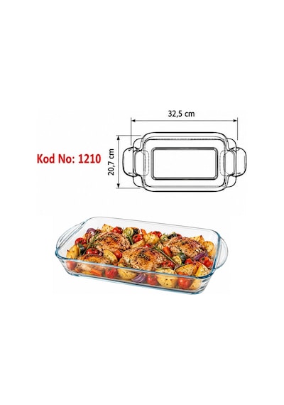 Paşabahçe Borcam Küçük Boy Dikdörtgen Fırın Kabı 32,5 X 20,7 Cm Isıya Dayanıklı Cam Fırın Tepsisi Ve Servis Kabı-489 Şeffaf