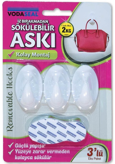 Vodaseal 3'lü Askı Beyaz İz Bırakmayan
