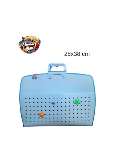 Fermuarlı 25x35 Resim Çantası, Proje Çantası Delikli Model Su Geçirmez 28x38 Cm Mavi