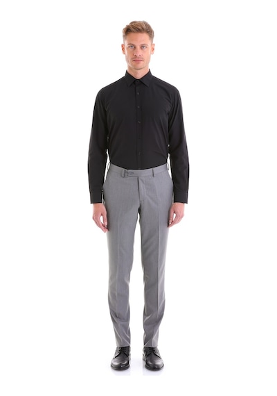 Hatemoğlu Slim Fit Pamuklu Uzun Kollu Erkek Gömlek Siyah