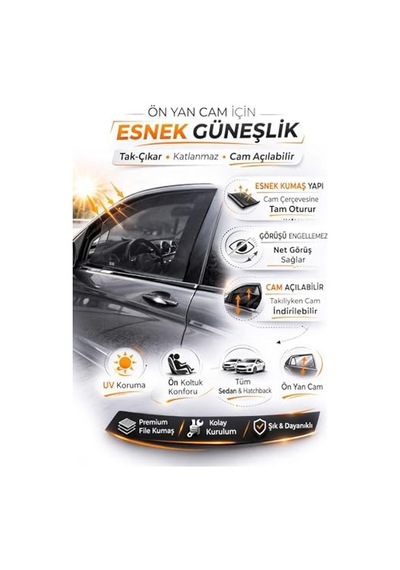 Oto Ön Yan Cam Güneşlik Araba Perdesi Ön Yan Cam Perde Güneş Önleyici Araç İçi Güneşlik Gölgelik Sineklik P Genel