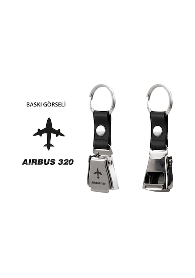 Zekupp Airbus A320 Uçak Tasarımlı Şişe Açacağı Özellikli Siyah Renk Emniyet Kemeri Anahtarlık