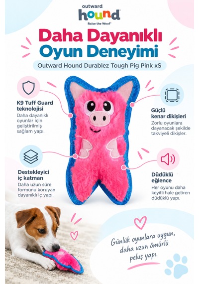 Petstages Durablez Tough Pig Pink Düdüklü Dayanıklı Peluş Köpek Oyuncağı Xsmall