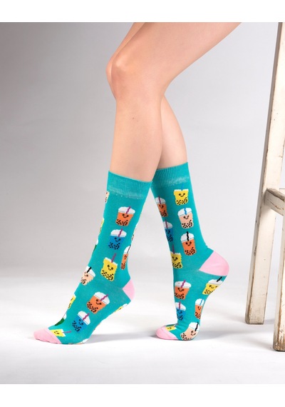 Ozzy Socks Drink Desenli Çorap Turkuaz