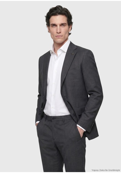 Ramsey Antrasit Modern Fit Yün Karışımlı Takım Elbise