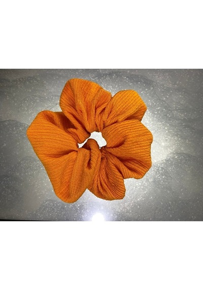Mois Atelier Turuncu Kumaş Lastikli Kadın Simit Saç Tokası Bayramlık Turuncu