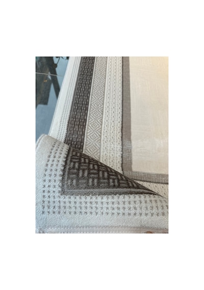 Merinos Vista Beyaz Renk Gri Çerçeveli %100 Akrilik Yumuşak Dokulu Salon Oturma Odası Halısı 76588-95