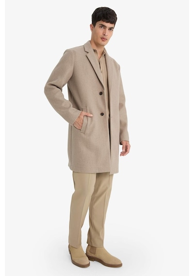 Defacto Relax Fit Ceket Yaka Düğmeli Cepli Kışlık Kaşe Parka Y8903az25aubg659 Bej-bg659