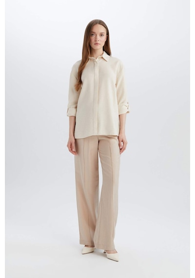 DeFacto Regular Fit Basic Düz Uzun Kollu Gömlek Tunik E0785AX25SPER98