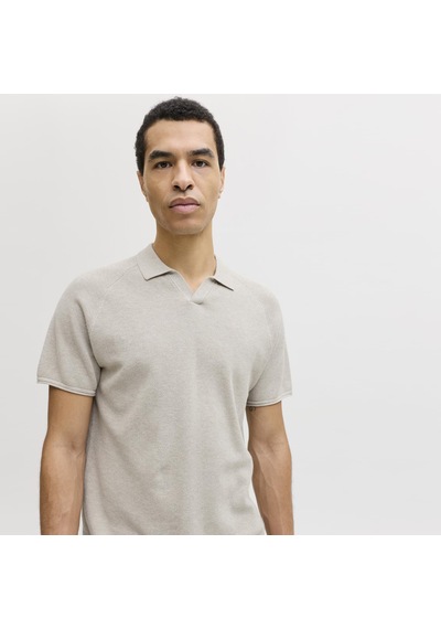 Jack & Jones Erkek Triko V Yaka Tisört- Hill - 12288251 Oatmeal