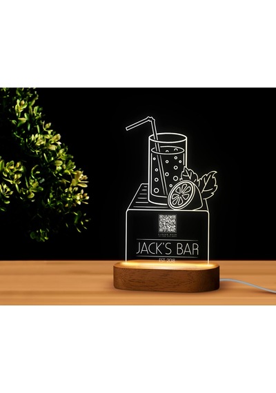 Bk Gift Restoran & Cafe & Barlara Özel Led Lamba Qr Kod Menü, Işıklı Qr Menü, Qr Kodlu Masa Dekoru, Işıklı Pleksi Biblo-21