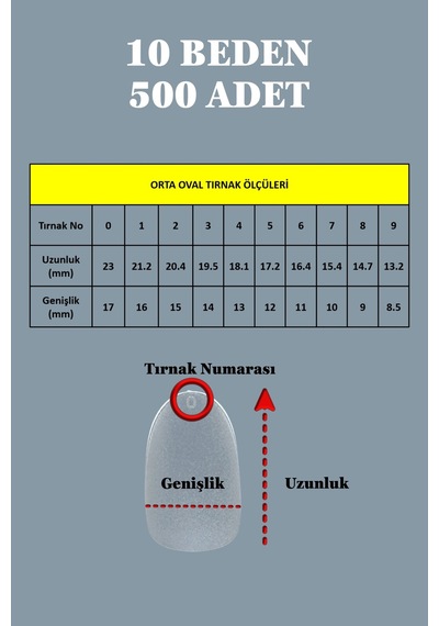500 Adet Yeni Nesil Jel Destekli Oval Orta Uzun Takma Tırnak Önceden Törpülenmiş Orta Oval