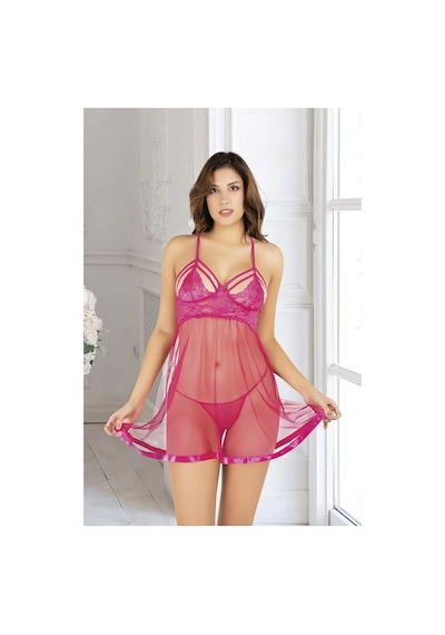 Zl Shoping Fuşya Dantel Gecelik - 683 S-m Fuşya