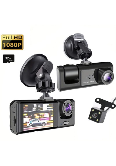 1080p 3 Kameralı Araç İçi Yol Güvenlik Kamerası