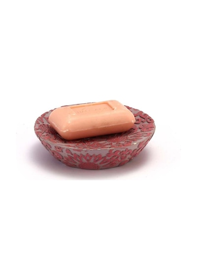 Buççin Online Mağaza Sabunluk Pembe Örgü Model Poliresin 13x13x2cm Banyo Seti Reçine Pembe Çok Renkli