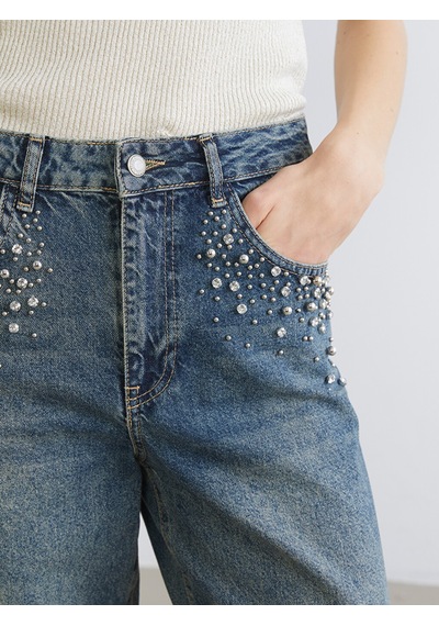 Lcw Jeans İndigo Barrel Fit Taşlı Kadın Jean Pantolon