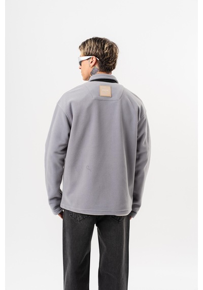Respire Erkek Zip Oversize Polar Ceket Gri